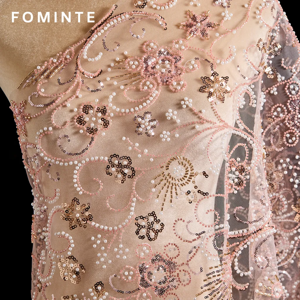 FT25-120: Ornate Baroque Scroll & Starburst Beaded Lace for Couture Gowns wholesale