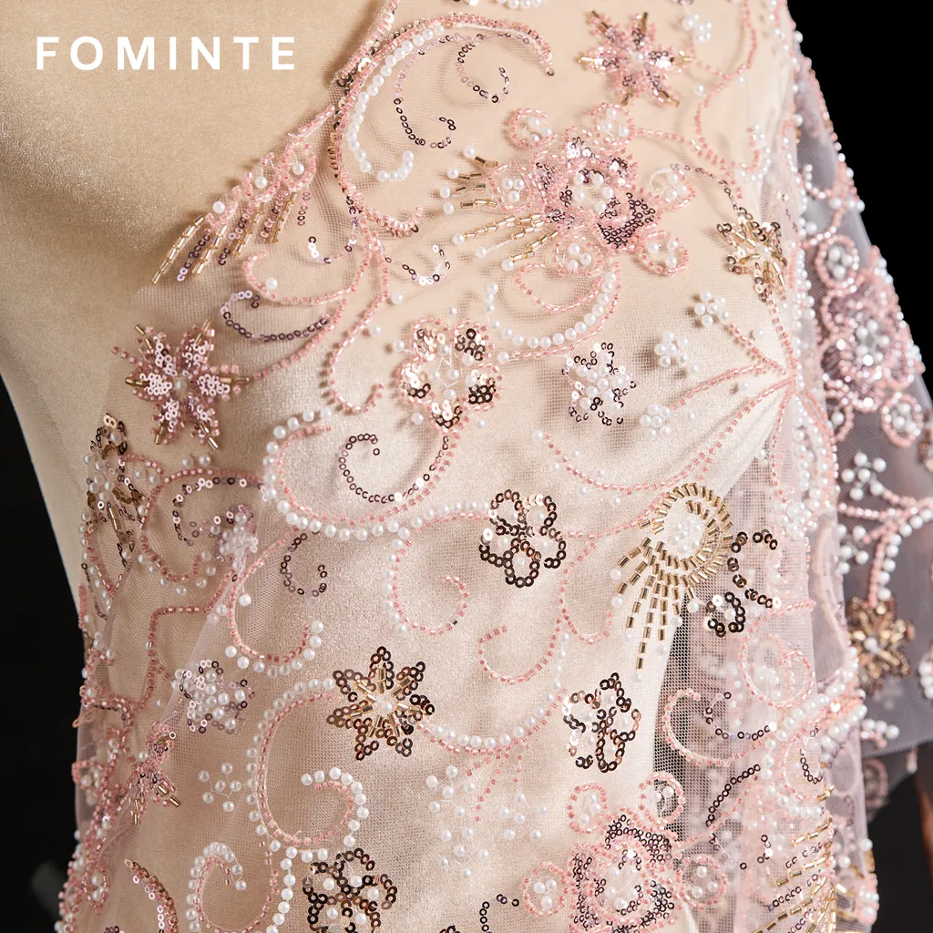 FT25-120: Ornate Baroque Scroll & Starburst Beaded Lace for Couture Gowns wholesale