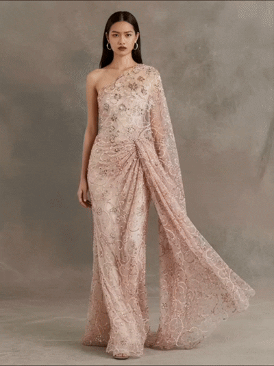 FT25-120: Ornate Baroque Scroll & Starburst Beaded Lace for Couture Gowns