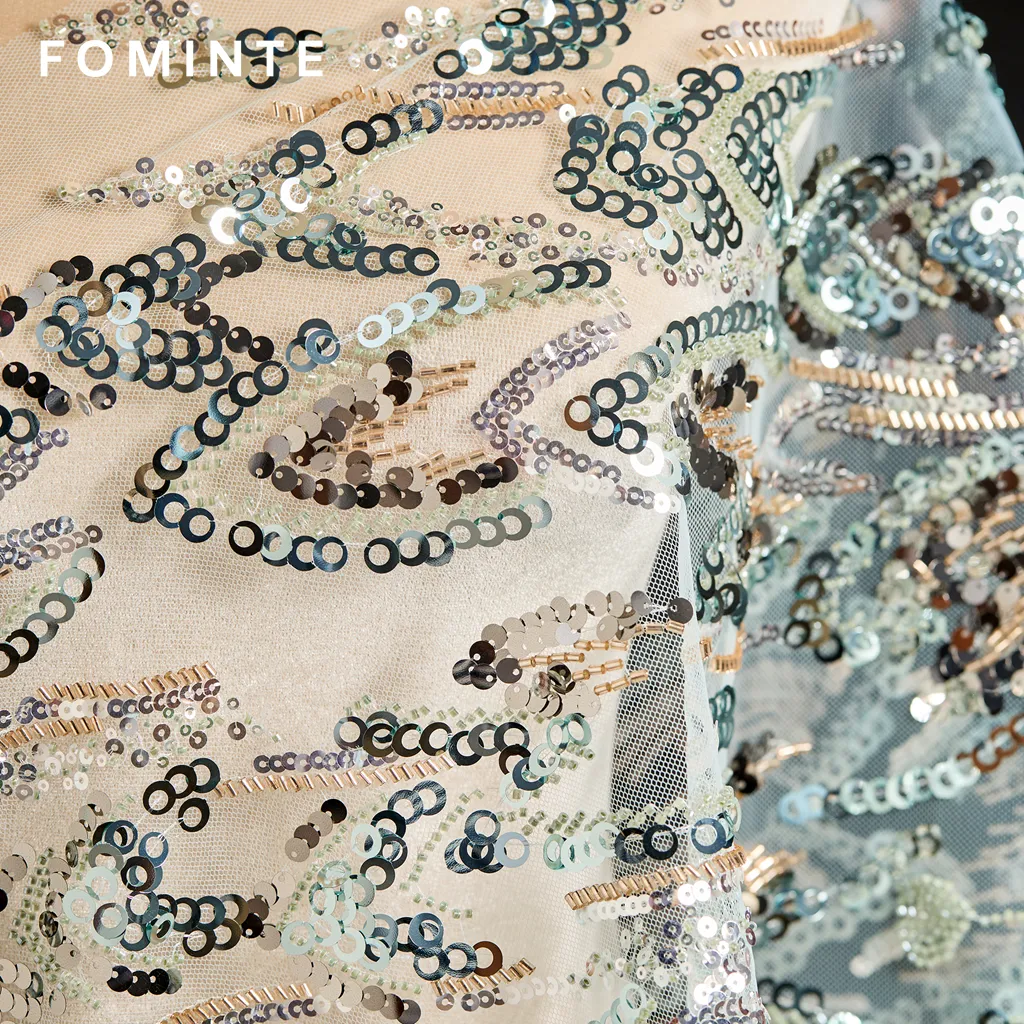 FT25-122: Modern Abstract Sequin and Beaded Fabric with Bugle Bead Fringe wholesale