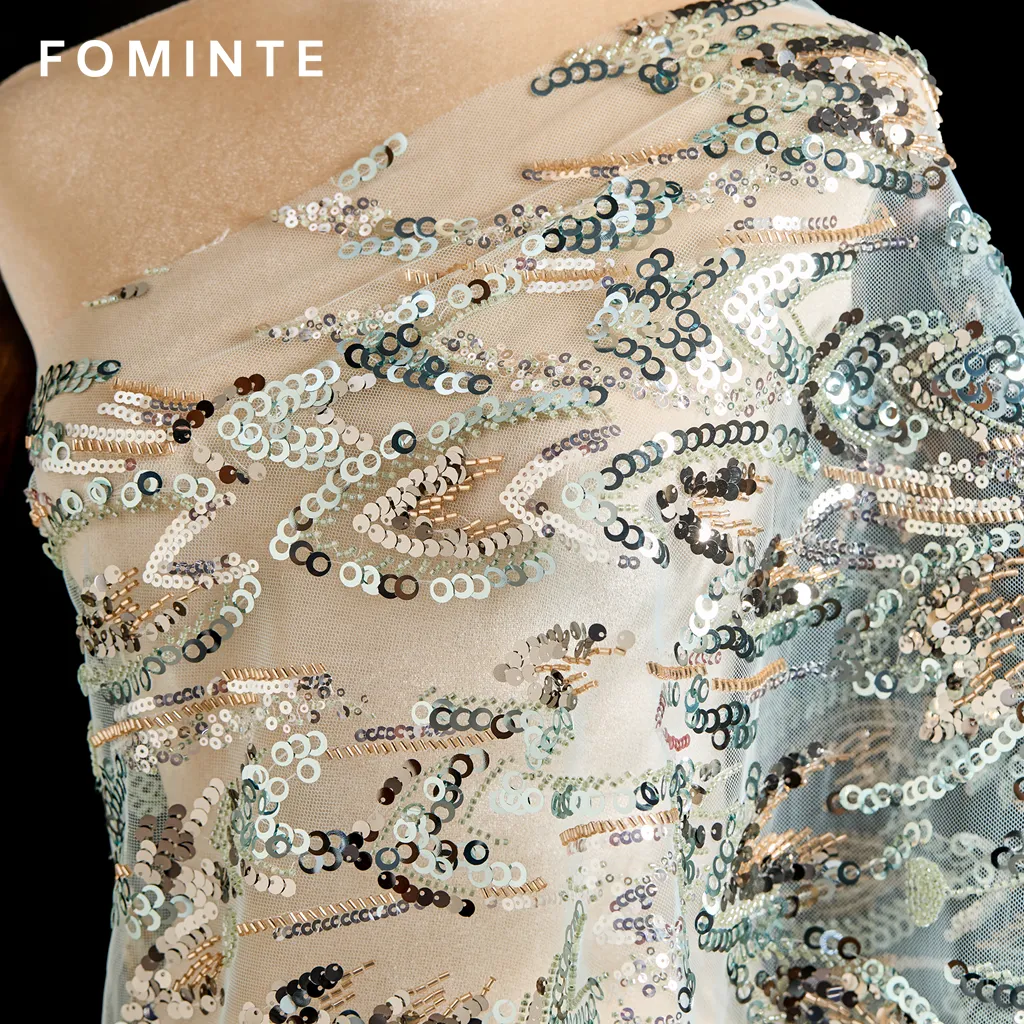 FT25-122: Modern Abstract Sequin and Beaded Fabric with Bugle Bead Fringe wholesale