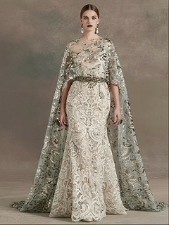 FT25-122: Modern Abstract Sequin and Beaded Fabric with Bugle Bead Fringe