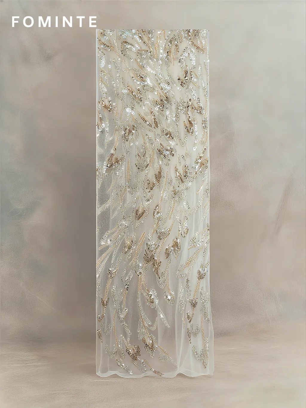 FT25-122: Modern Abstract Sequin and Beaded Fabric with Bugle Bead Fringe wholesale