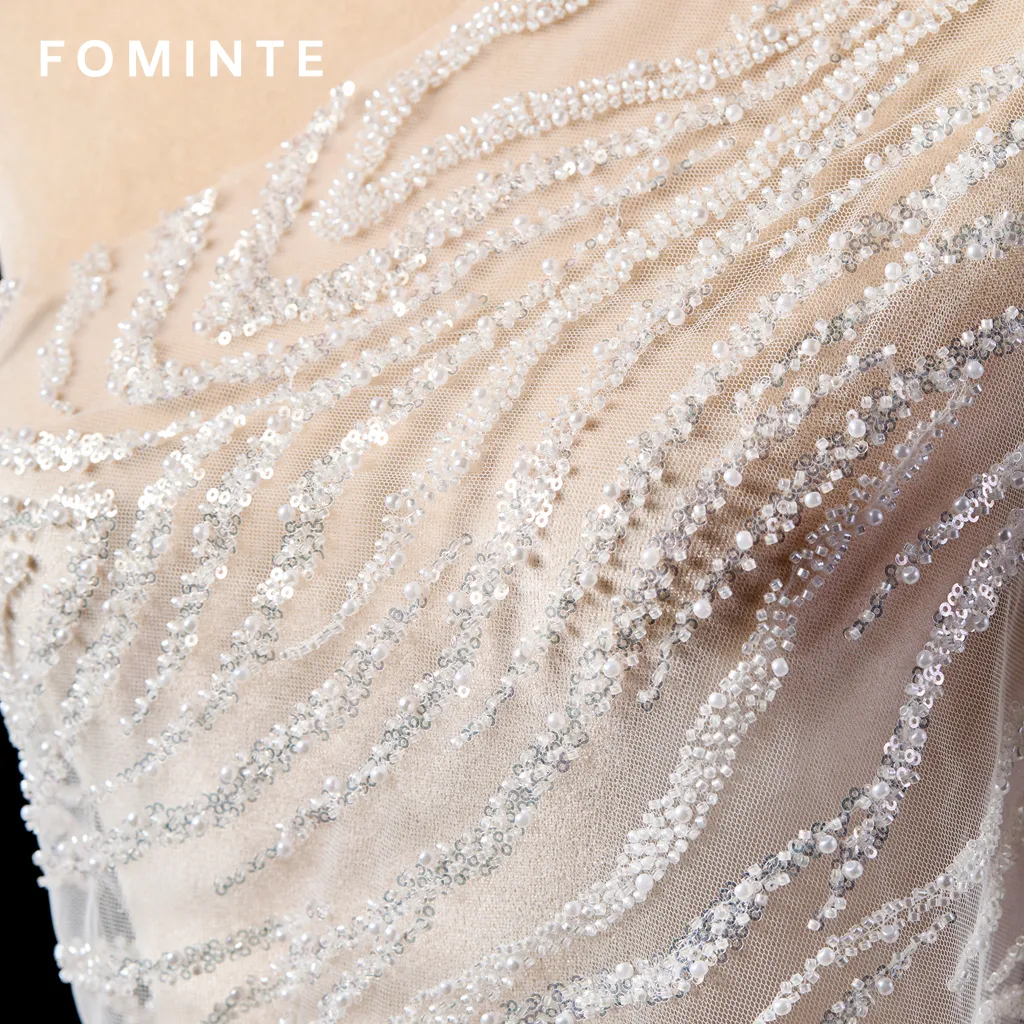 FT25-124 Modern Abstract Wave Beaded Lace for Glamorous Bridal Gowns