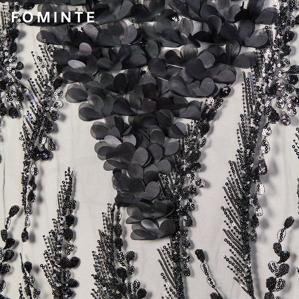 FT25-127D Avant-Garde 3D Floral Fabric with Beaded Embroidery for Couture Gowns wholesale