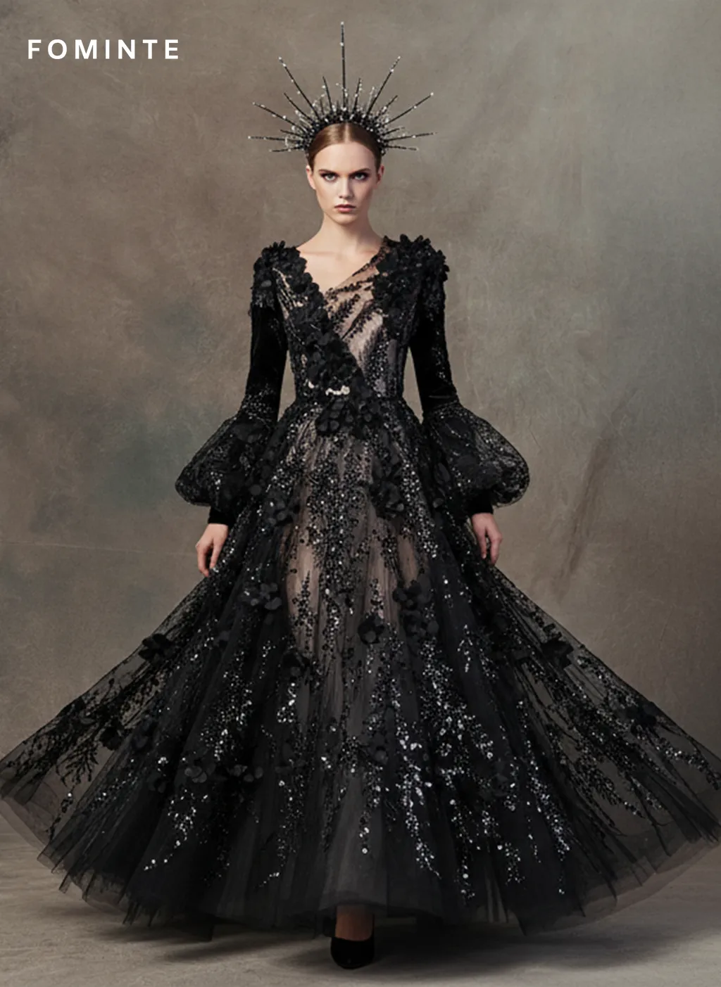 FT25-127D Avant-Garde 3D Floral Fabric with Beaded Embroidery for Couture Gowns wholesale