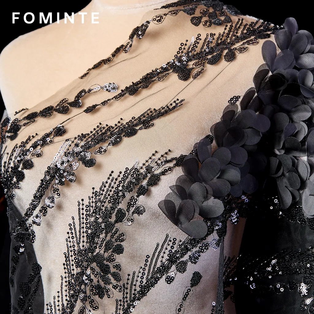 FT25-127D Avant-Garde 3D Floral Fabric with Beaded Embroidery for Couture Gowns wholesale