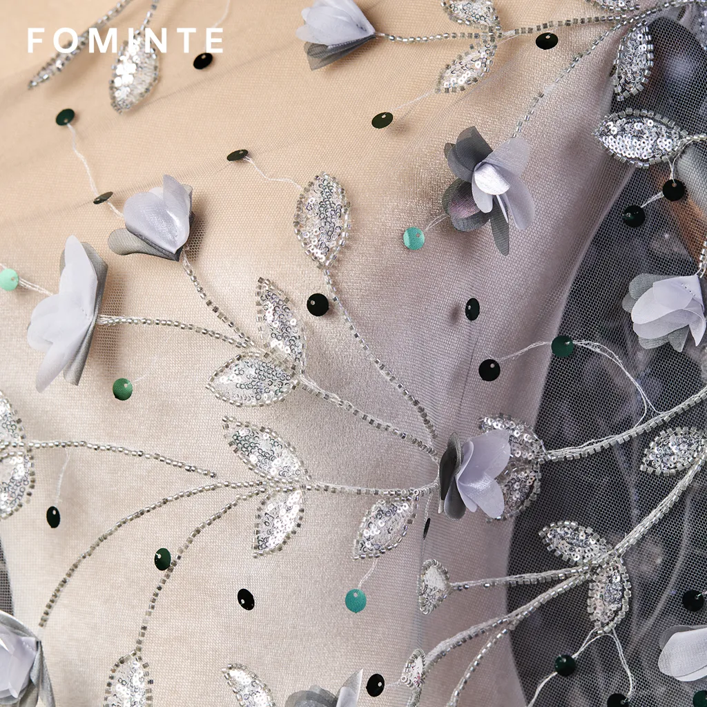 FT25-128D: Enchanted Garden 3D Floral Applique Fabric for Bridal Gowns wholesale