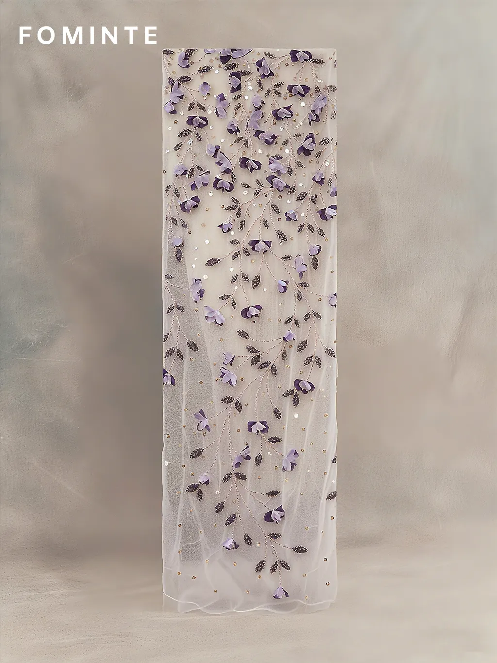 FT25-128D: Enchanted Garden 3D Floral Applique Fabric for Bridal Gowns wholesale