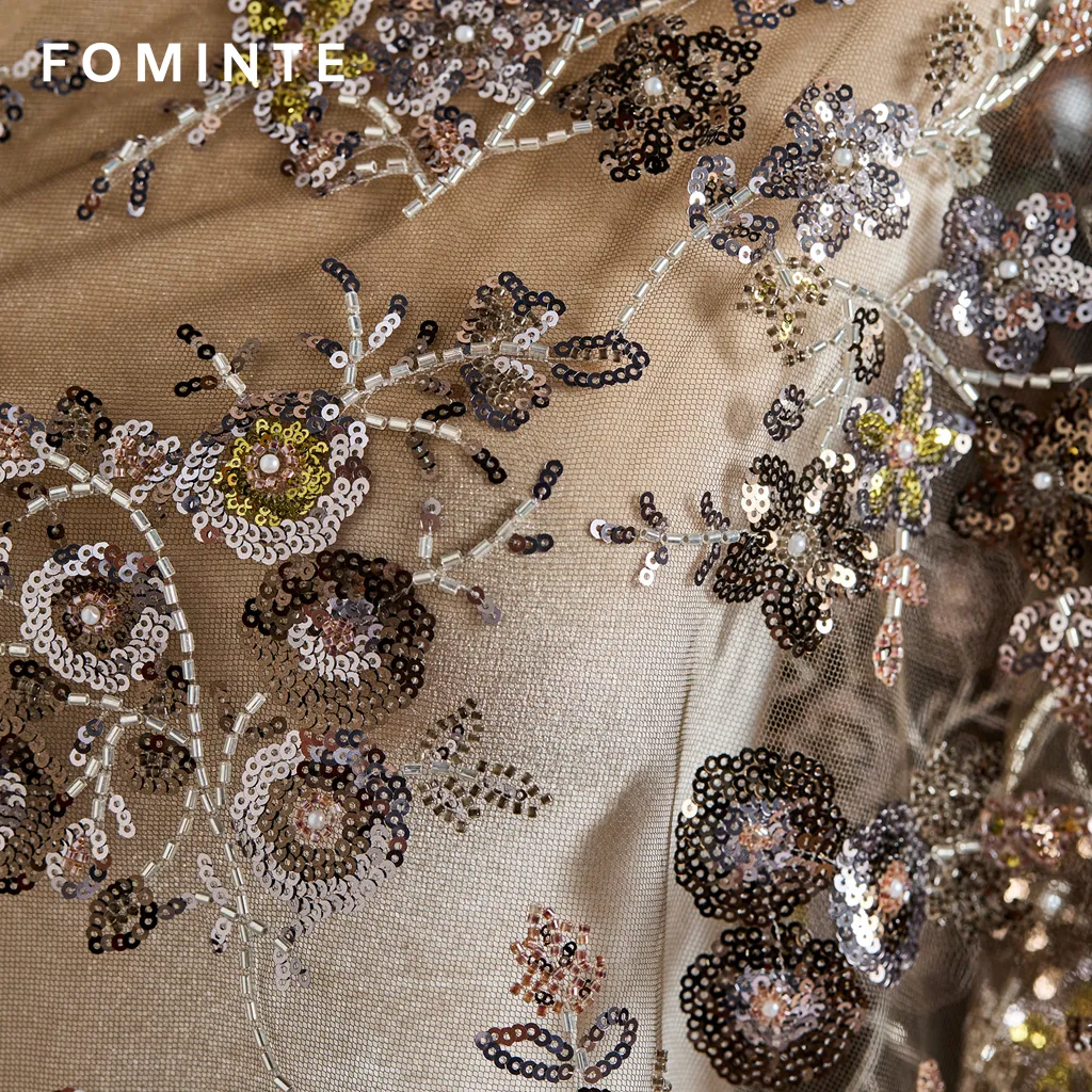 FT25-134: Romantic 3D Floral Beaded Lace Fabric for Couture Bridal Gowns wholesale