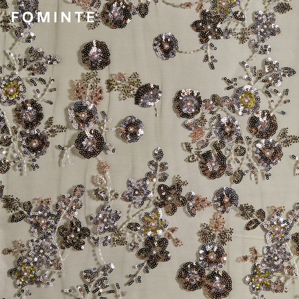 FT25-134: Romantic 3D Floral Beaded Lace Fabric for Couture Bridal Gowns wholesale