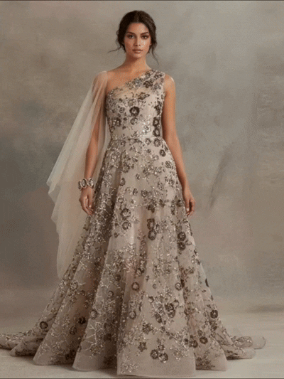 FT25-134: Romantic 3D Floral Beaded Lace Fabric for Couture Bridal Gowns