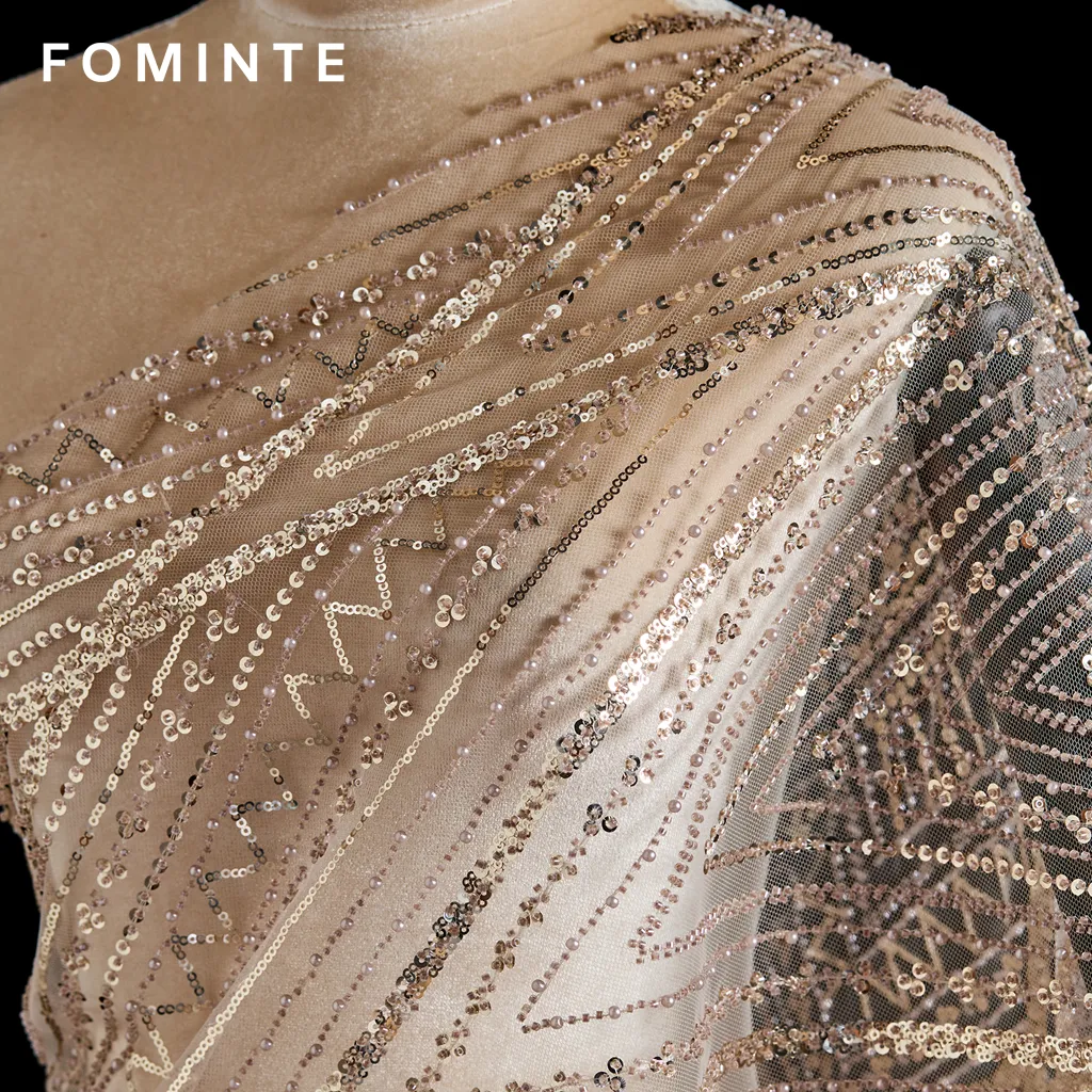 FT25-137: Glamorous Art Deco Chevron Beaded Fabric for Gatsby Style Gowns wholesale