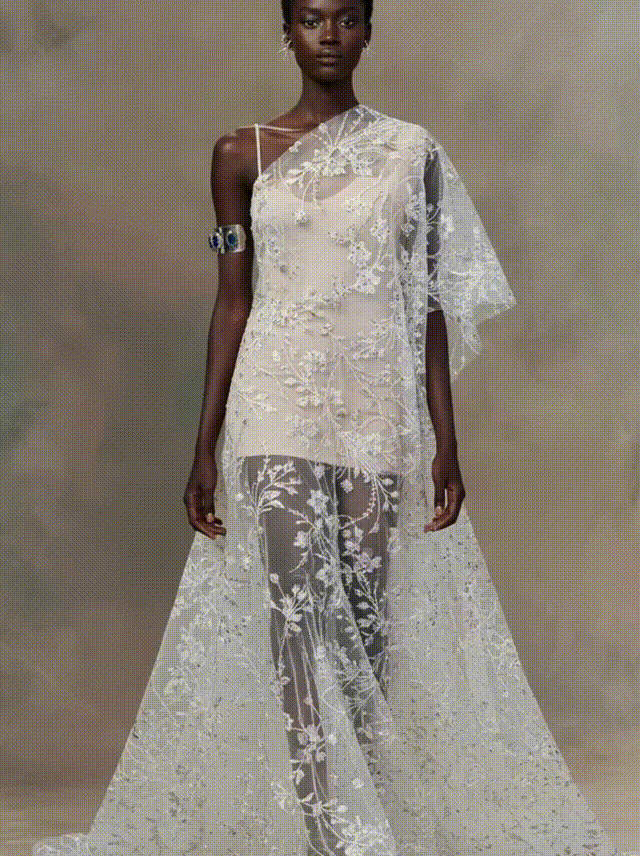 FT25-144B: Ethereal Wildflower Embroidered Tulle for Romantic Bridal Gowns