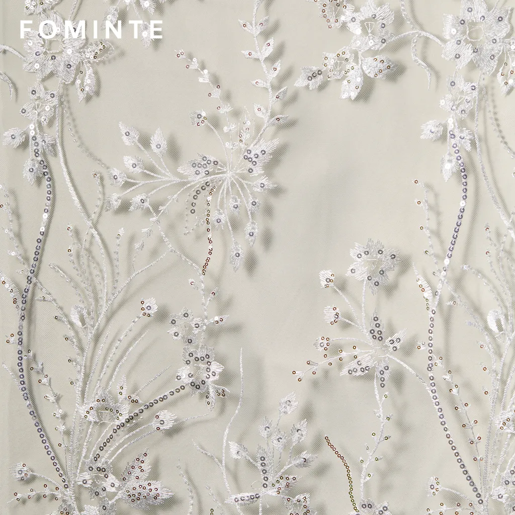 FT25-144B: Ethereal Wildflower Embroidered Tulle for Romantic Bridal Gowns