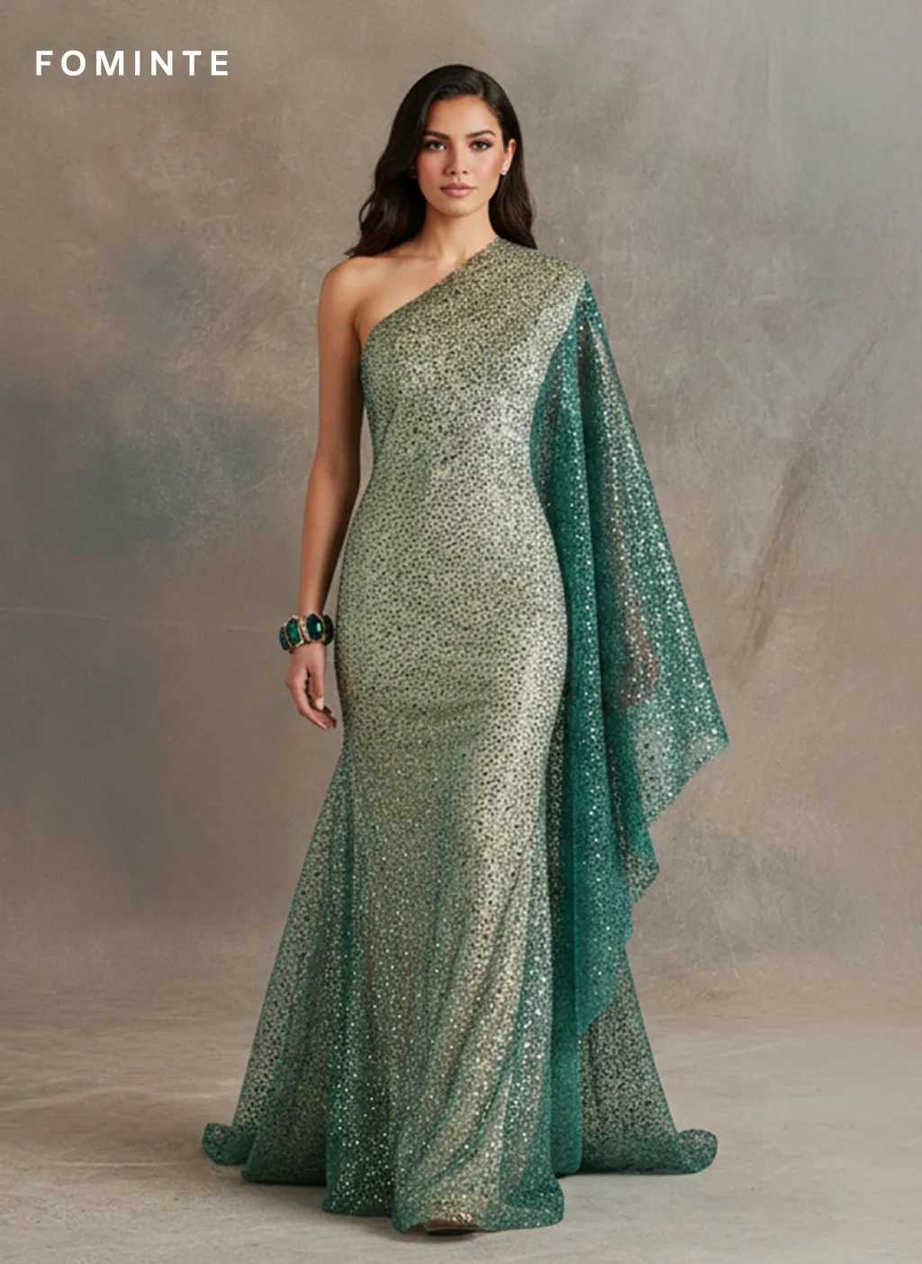 FT25-146:  Glamorous All-over Sequin Fabric on Tulle for Evening Gowns wholesale