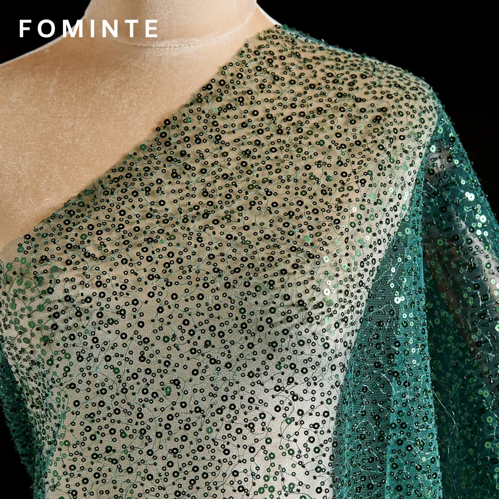 FT25-146:  Glamorous All-over Sequin Fabric on Tulle for Evening Gowns wholesale