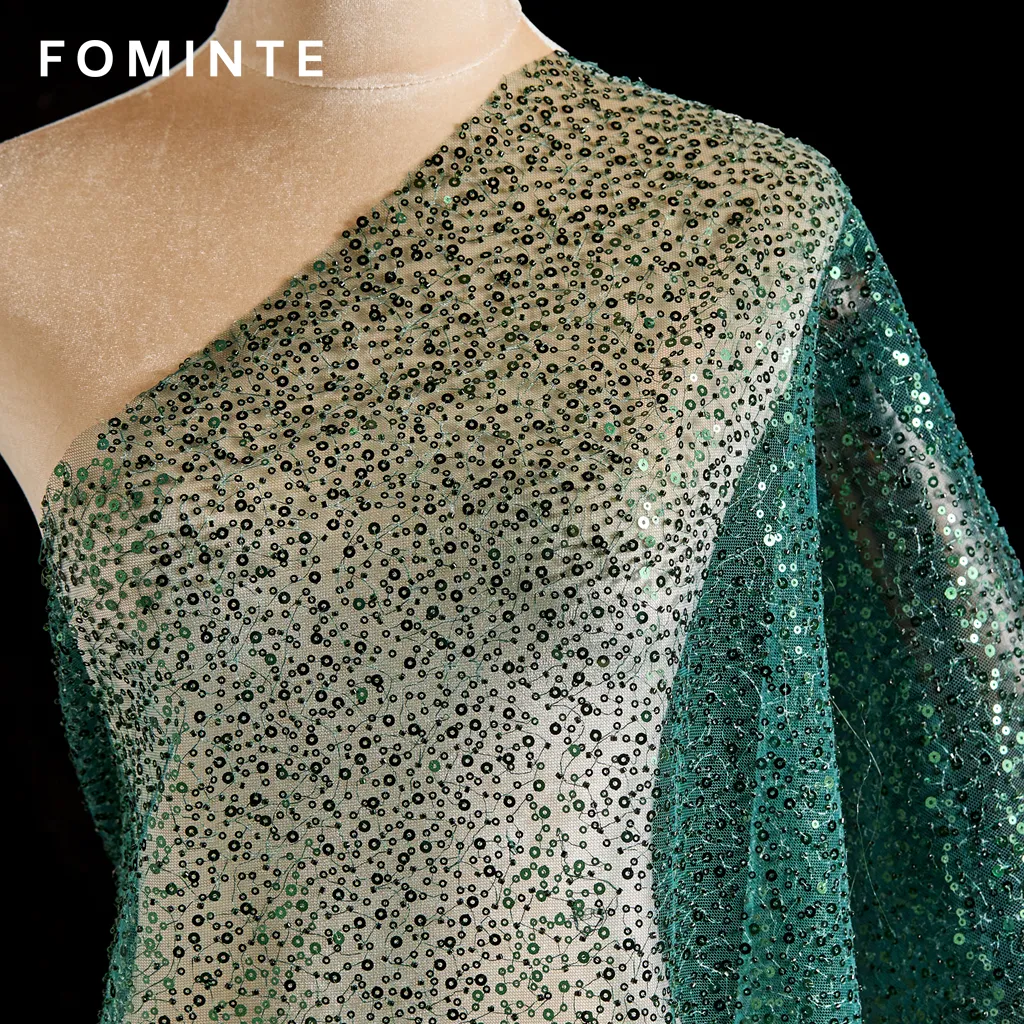 FT25-146:  Glamorous All-over Sequin Fabric on Tulle for Evening Gowns wholesale