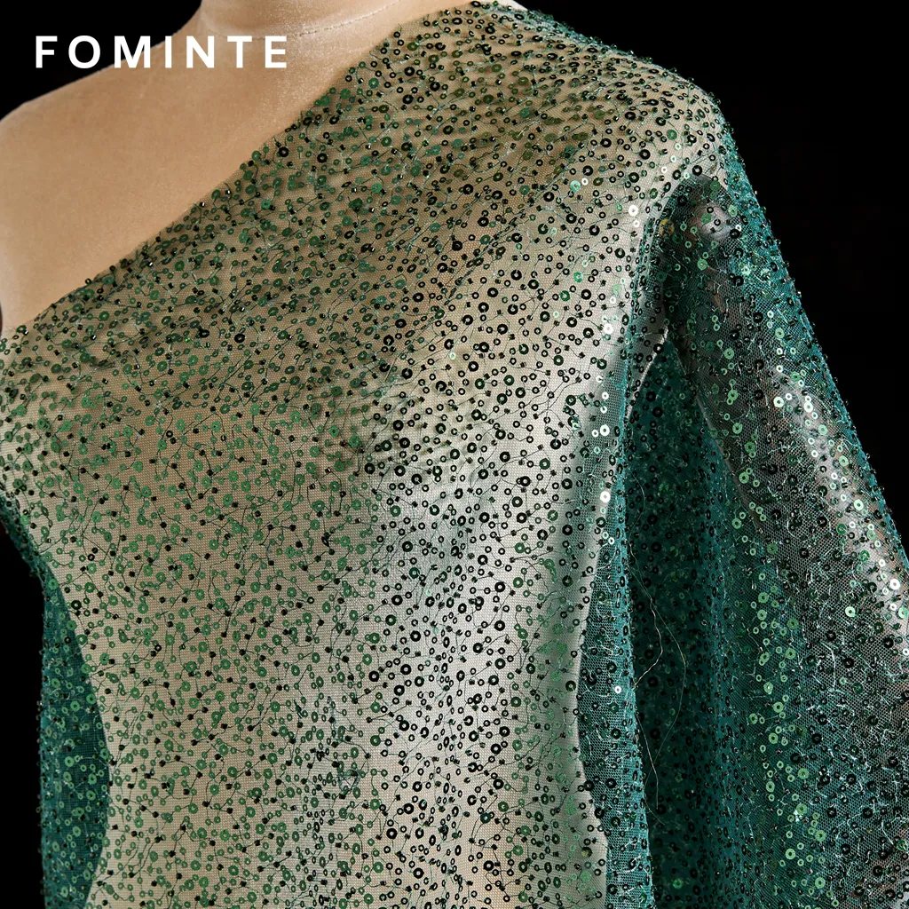 FT25-146:  Glamorous All-over Sequin Fabric on Tulle for Evening Gowns wholesale