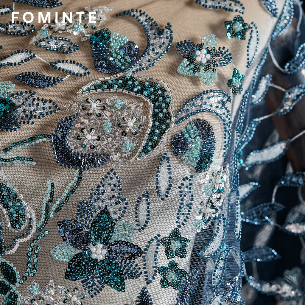 FT25-154 Opulent Paisley and Floral Beaded Lace for Luxury Caftans wholesale