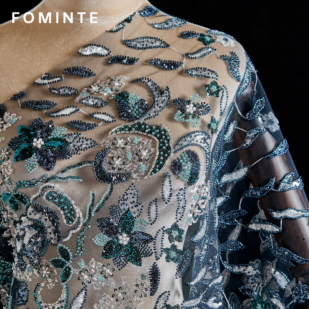 FT25-154 Opulent Paisley and Floral Beaded Lace for Luxury Caftans wholesale