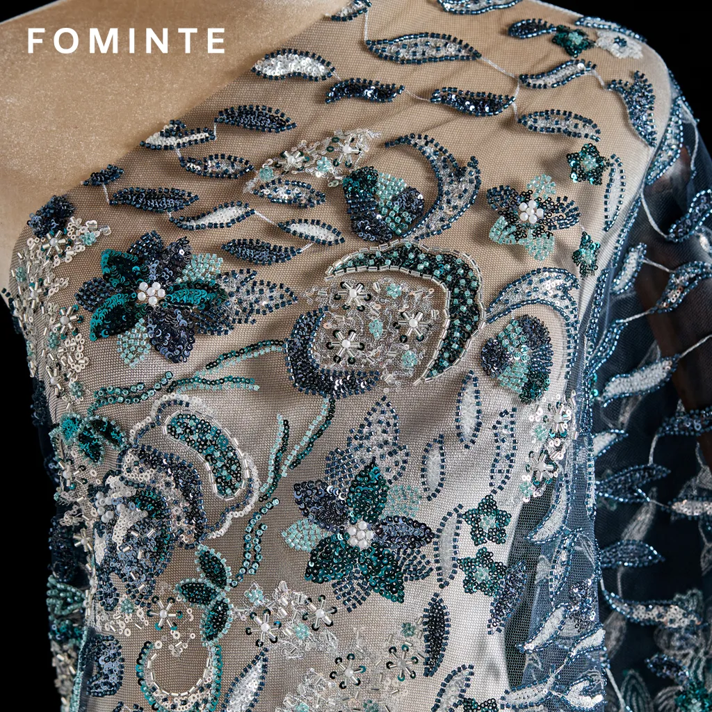 FT25-154 Opulent Paisley and Floral Beaded Lace for Luxury Caftans wholesale