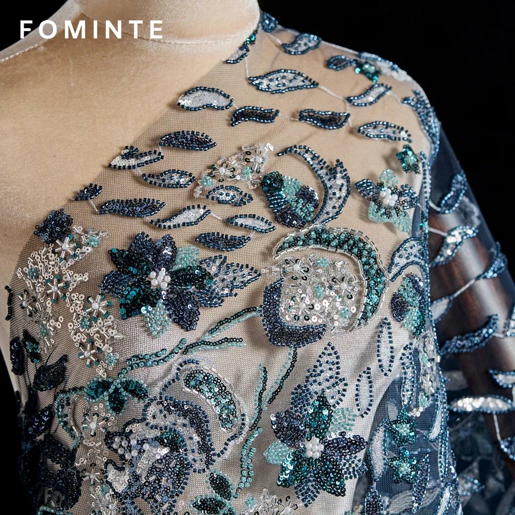 FT25-154 Opulent Paisley and Floral Beaded Lace for Luxury Caftans wholesale