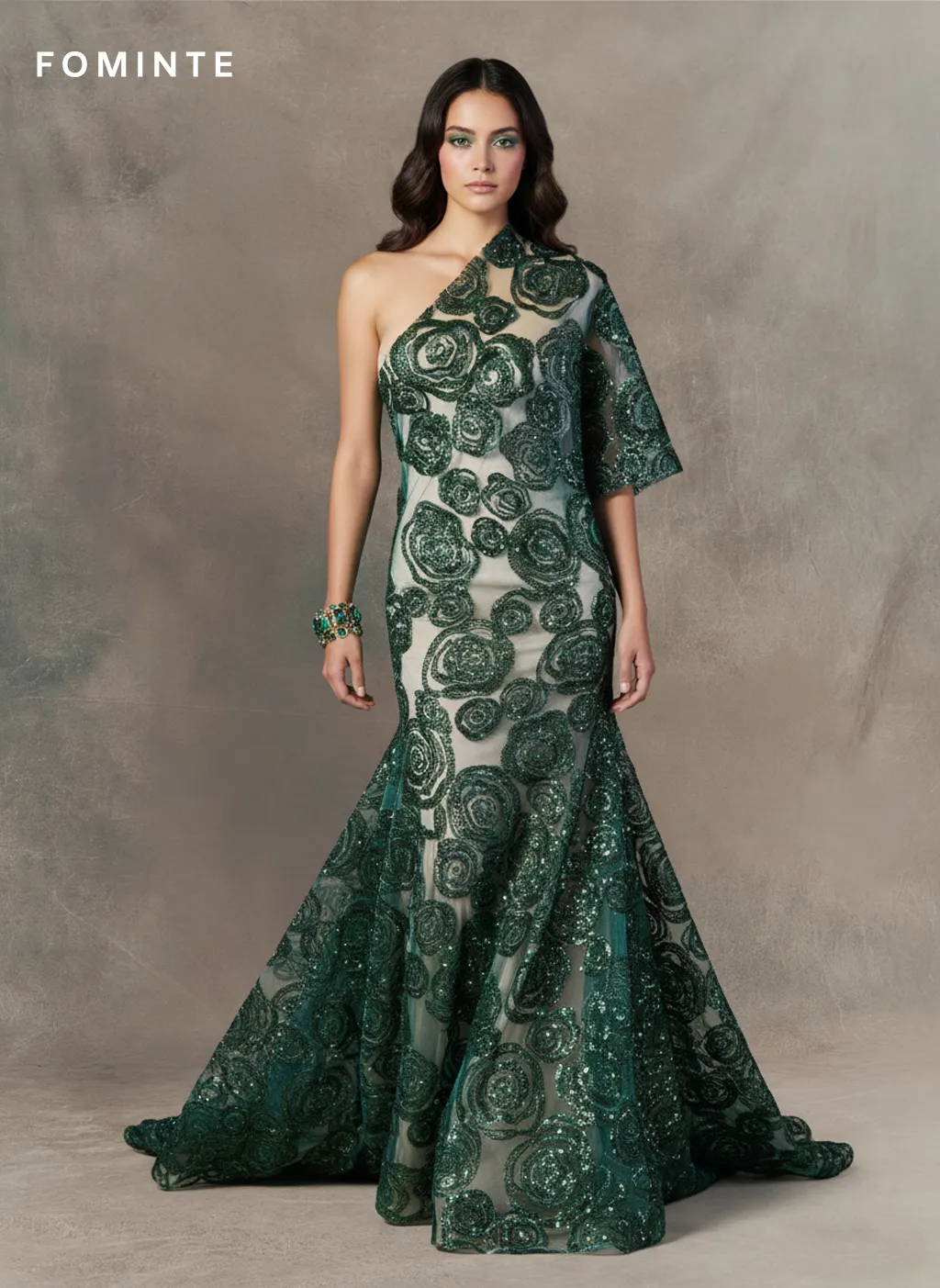 FT25-163 Glamorous 3D Swirl Rose Beaded Fabric for Evening Gowns wholesale