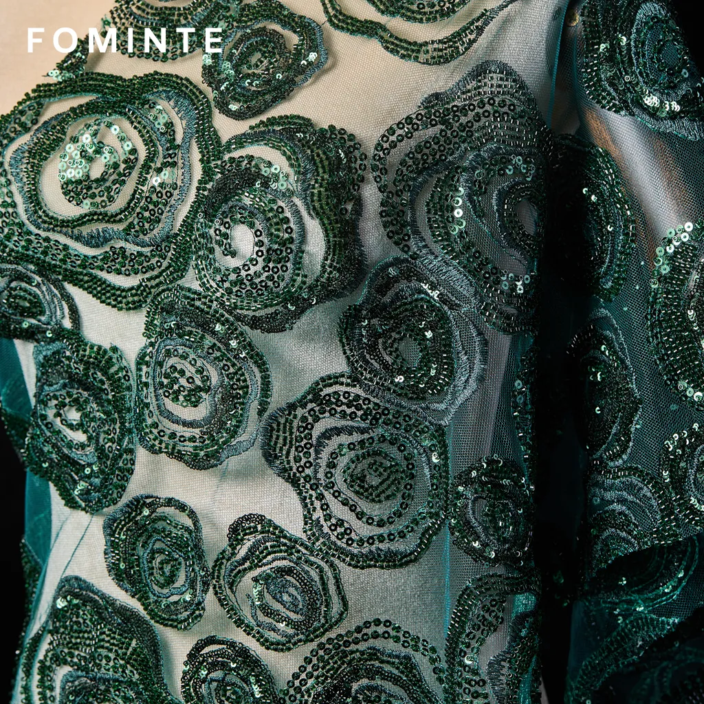 FT25-163 Glamorous 3D Swirl Rose Beaded Fabric for Evening Gowns wholesale