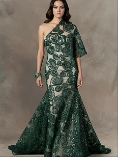 FT25-163 Glamorous 3D Swirl Rose Beaded Fabric for Evening Gowns