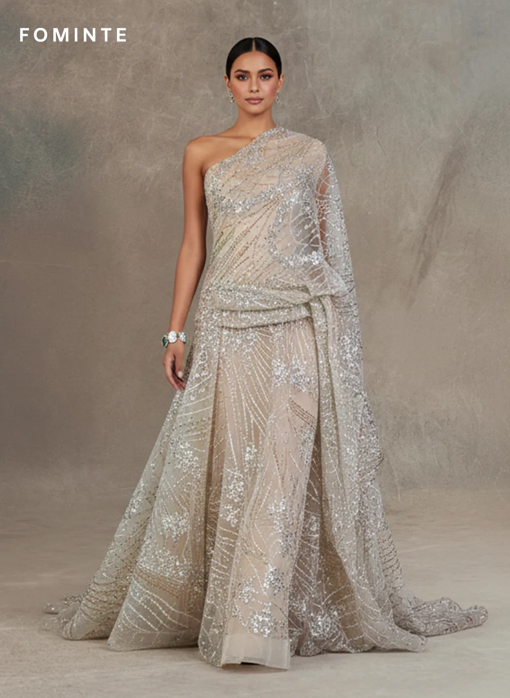 FT25-166B: Intricate Art Deco Floral Sequin Lace for Bridal Gowns wholesale