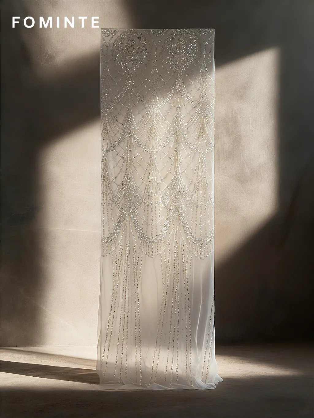 FT25-166B: Intricate Art Deco Floral Sequin Lace for Bridal Gowns wholesale