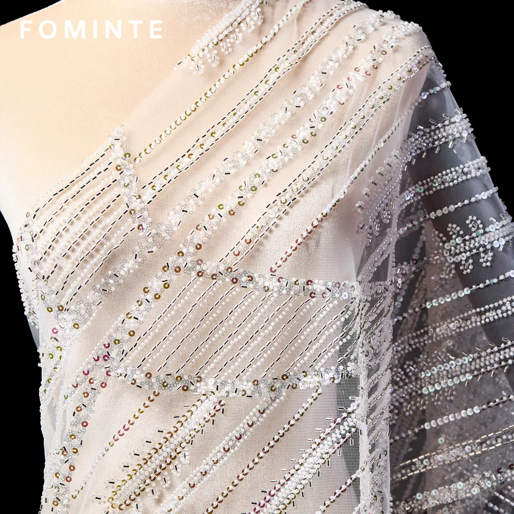 FT25-169: Glamorous Beaded Fringe Fabric for Gatsby Style Flapper Dresses wholesale