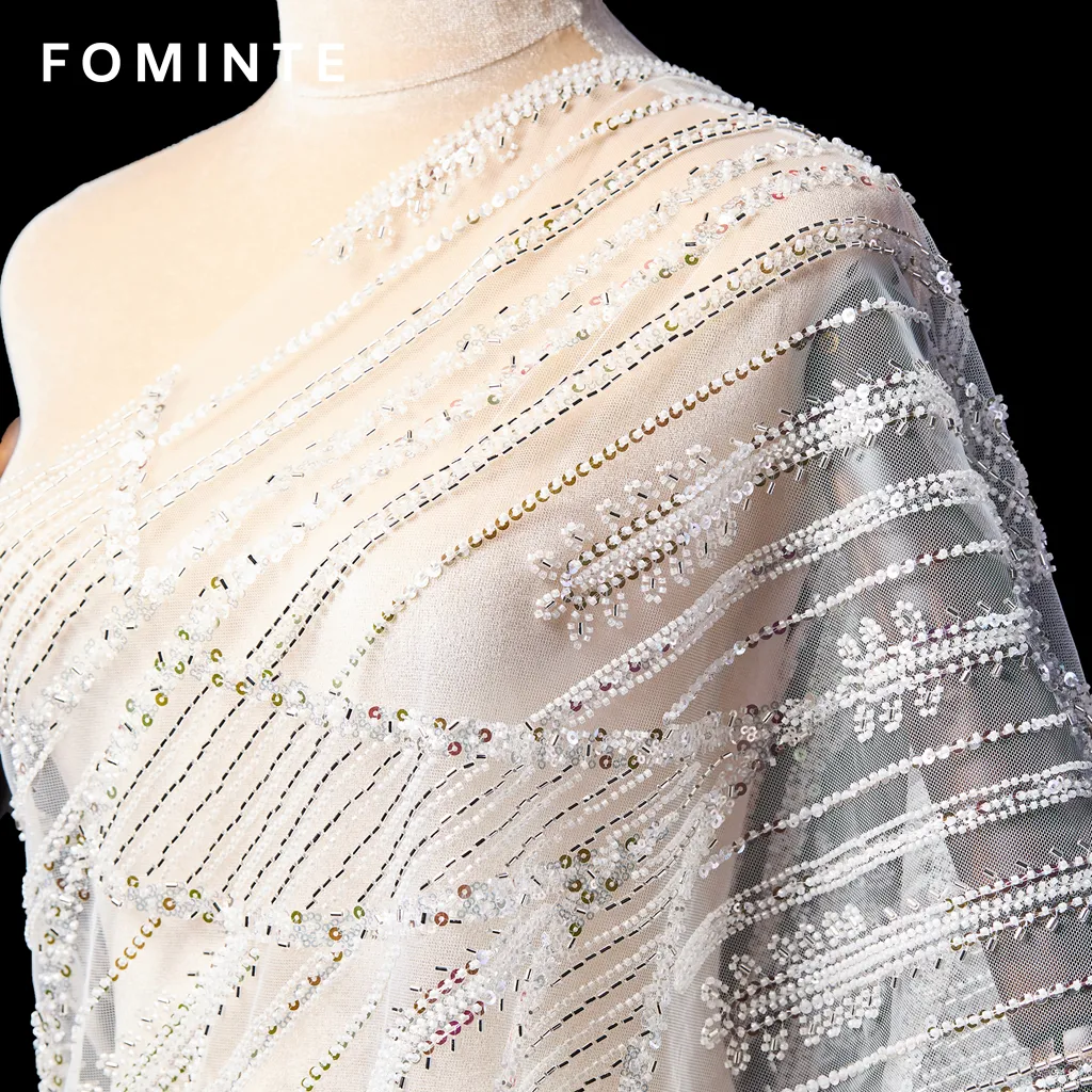 FT25-169: Glamorous Beaded Fringe Fabric for Gatsby Style Flapper Dresses wholesale
