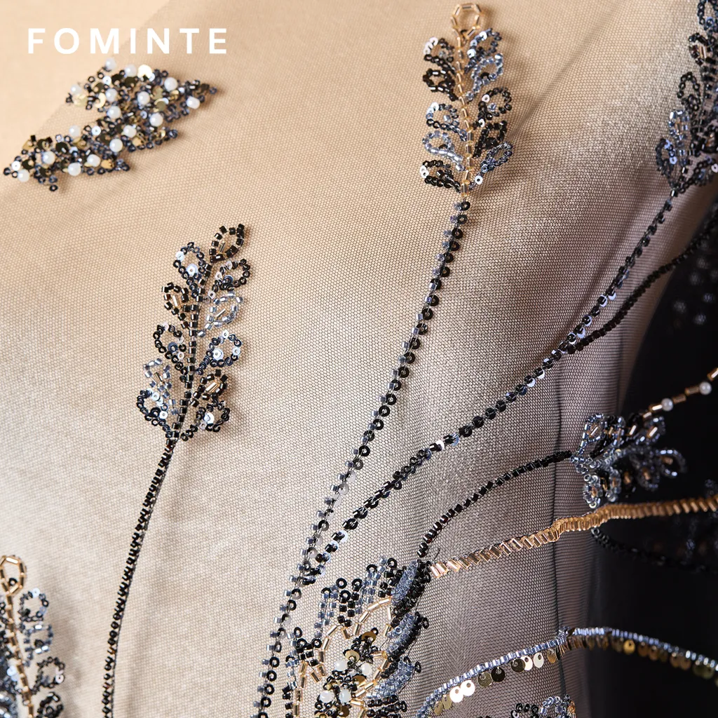 FT25-174T Elegant Botanical Vine Sequin Lace in Black and Gold wholesale