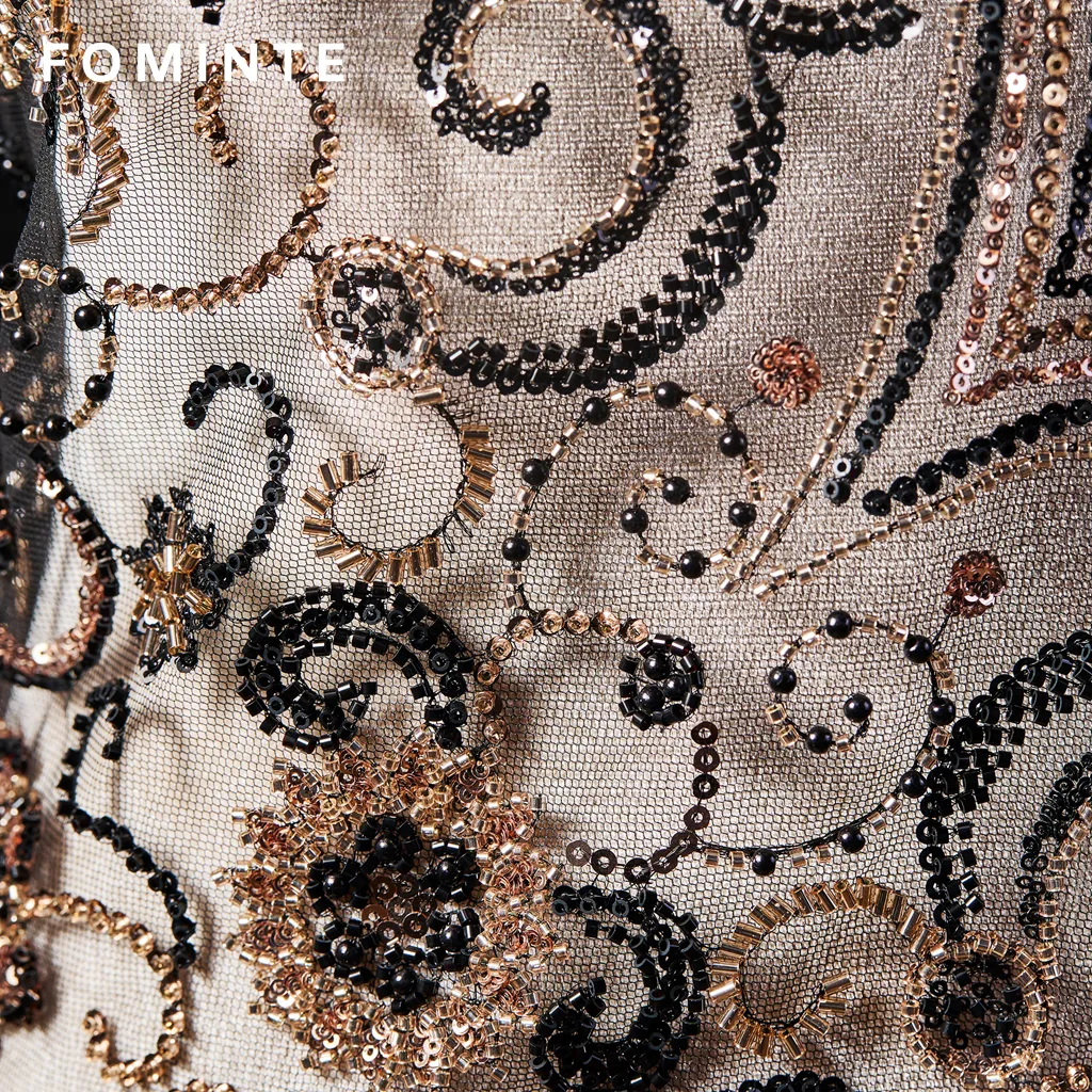 FT25-176: Opulent Paisley & Baroque Beaded Lace for Luxury Caftans wholesale