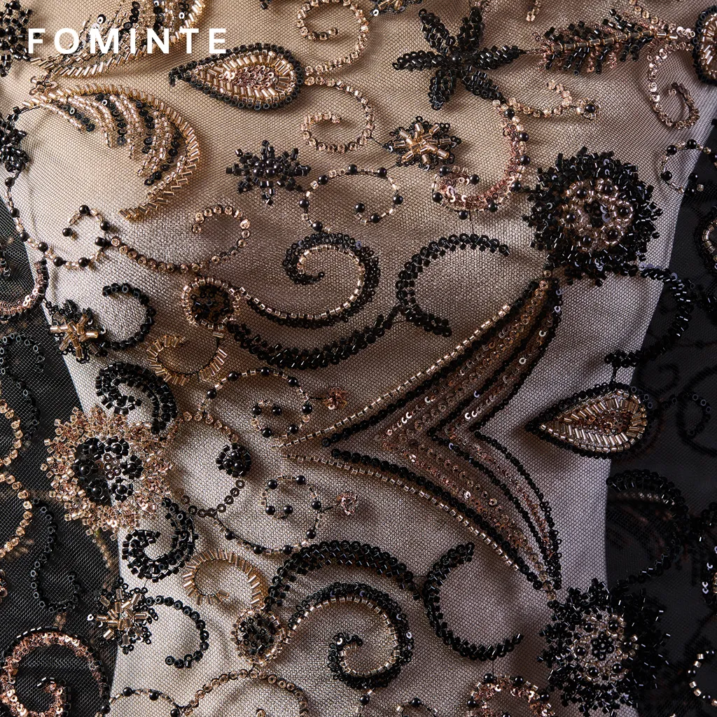 FT25-176: Opulent Paisley & Baroque Beaded Lace for Luxury Caftans wholesale