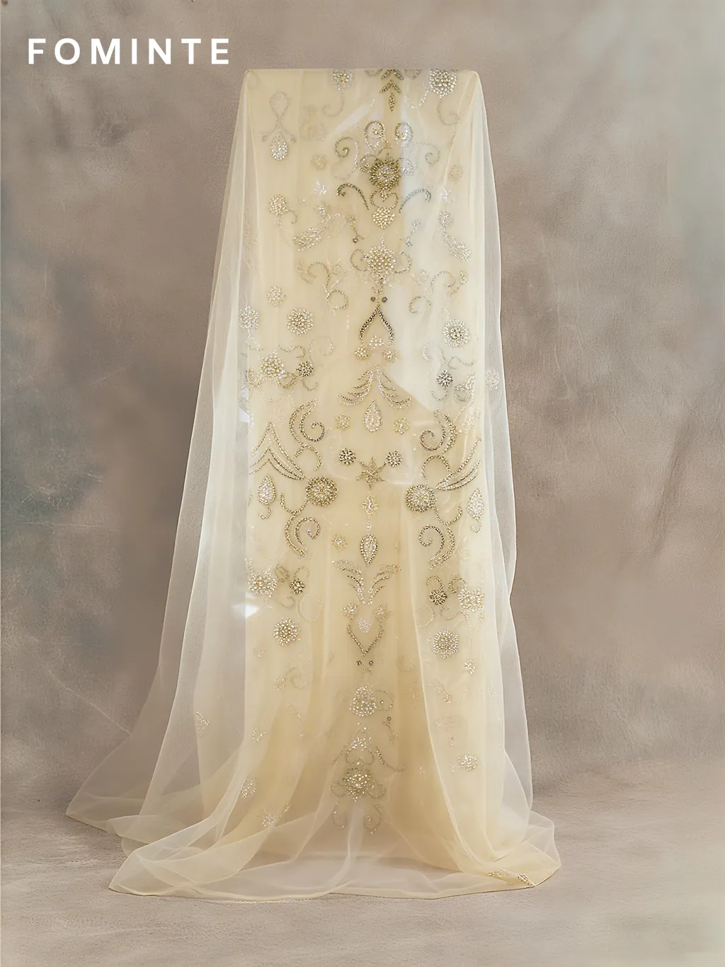 FT25-176: Opulent Paisley & Baroque Beaded Lace for Luxury Caftans wholesale