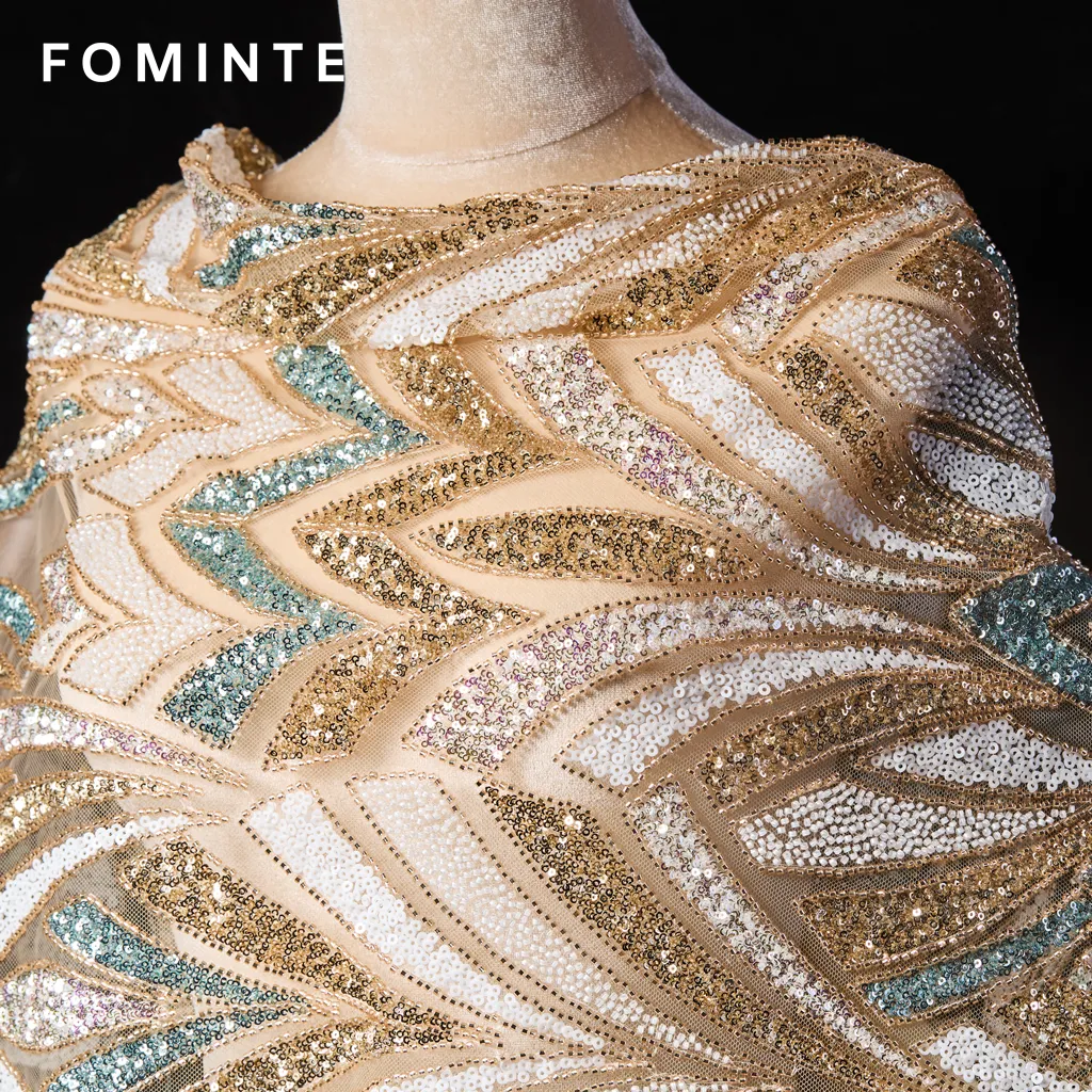 FT25-211B  Opulent Art Deco Beaded Fabric for Great Gatsby Style Gowns wholesale