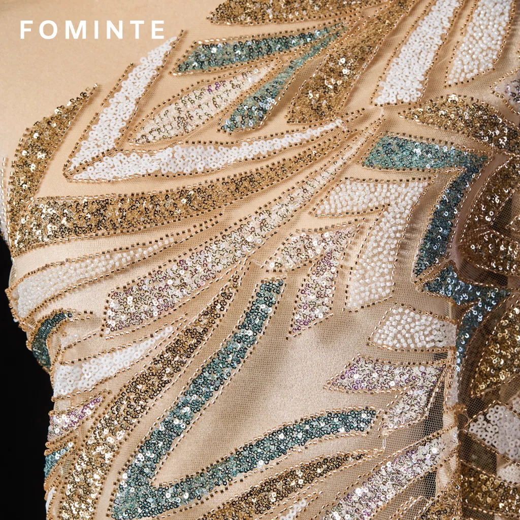 FT25-211B  Opulent Art Deco Beaded Fabric for Great Gatsby Style Gowns wholesale