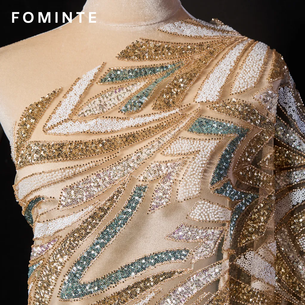 FT25-211B  Opulent Art Deco Beaded Fabric for Great Gatsby Style Gowns wholesale