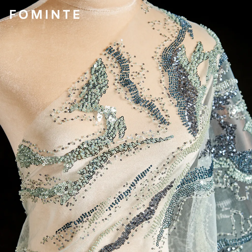 FT25-222: Modern Agate Inspired Beaded and Sequin Fabric for Couture Gowns wholesale