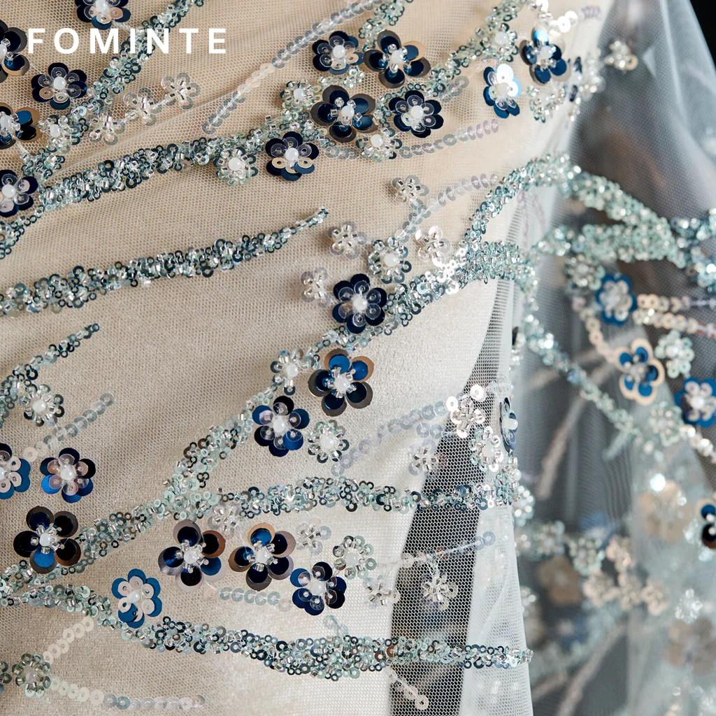 FT25-233T: Chinoiserie Inspired Cherry Blossom Sequin Lace Fabric wholesale