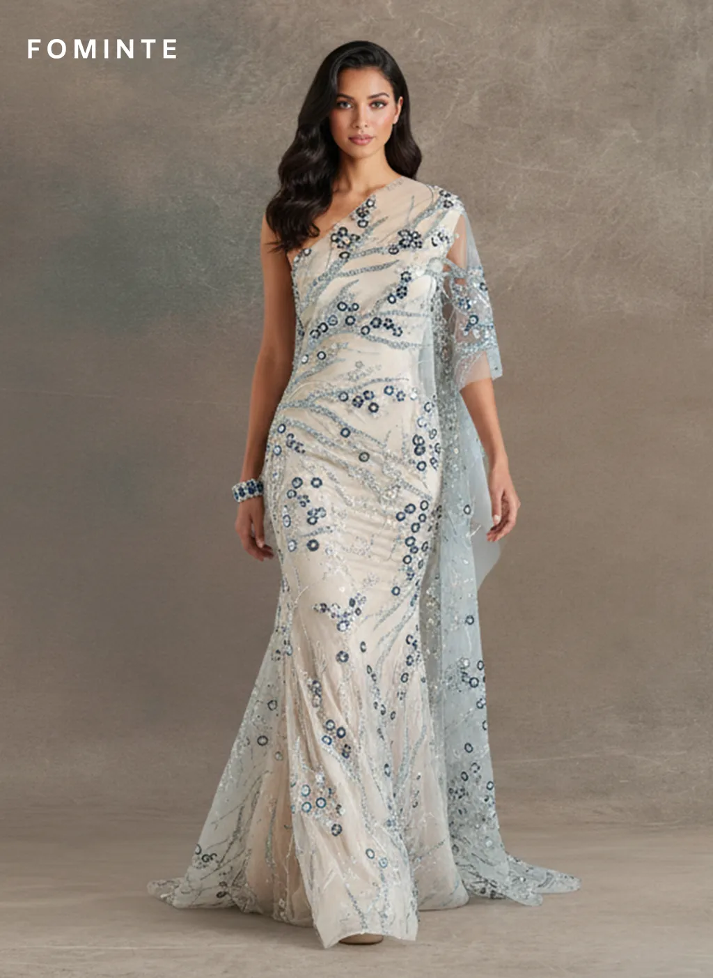 FT25-233T: Chinoiserie Inspired Cherry Blossom Sequin Lace Fabric wholesale