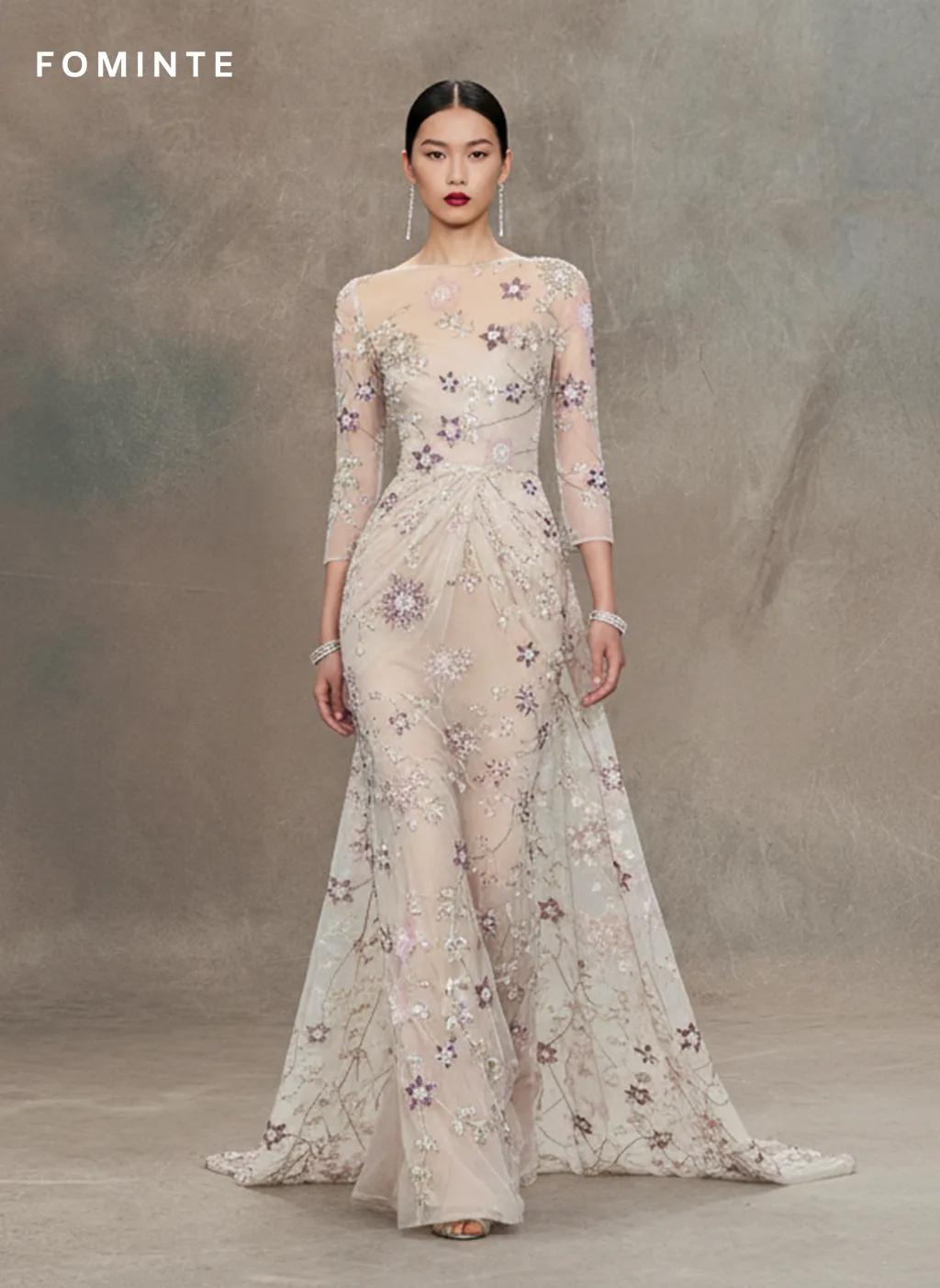 FT25-242: Romantic Spring Garden 3D Floral Beaded Lace for Prom Gowns wholesale