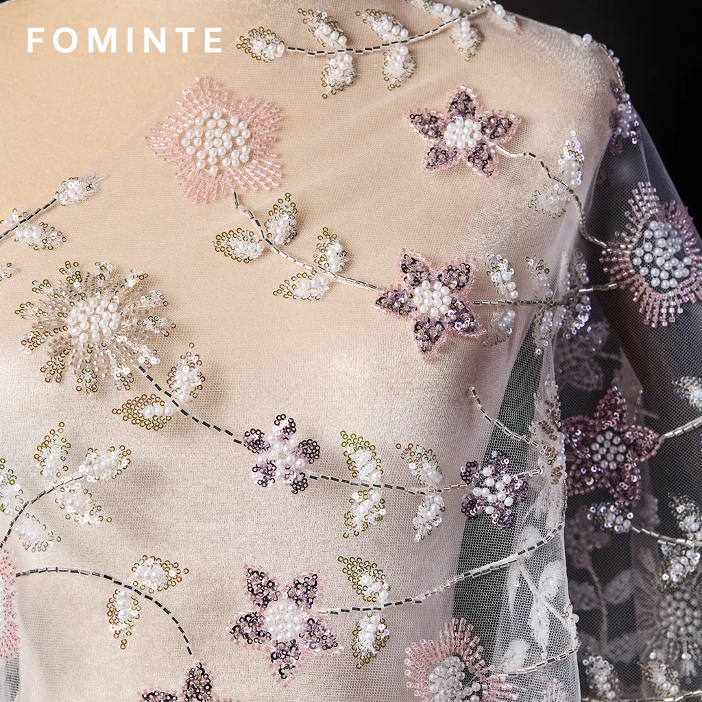 FT25-242: Romantic Spring Garden 3D Floral Beaded Lace for Prom Gowns wholesale