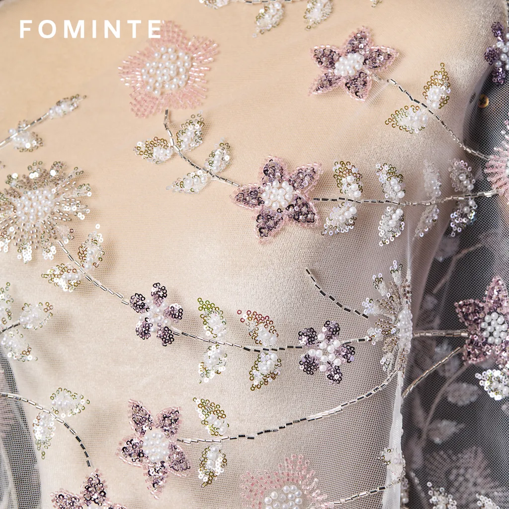 FT25-242: Romantic Spring Garden 3D Floral Beaded Lace for Prom Gowns wholesale