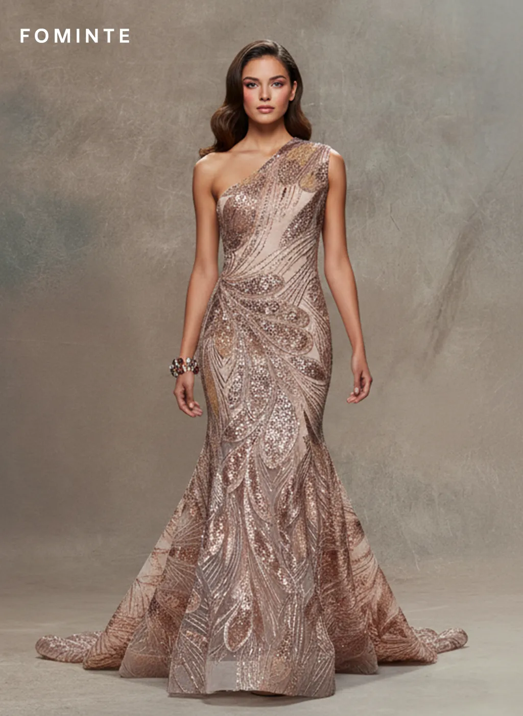 FT25-245: Opulent Feather Motif Sequin Fabric for Great Gatsby Style Gowns wholesale