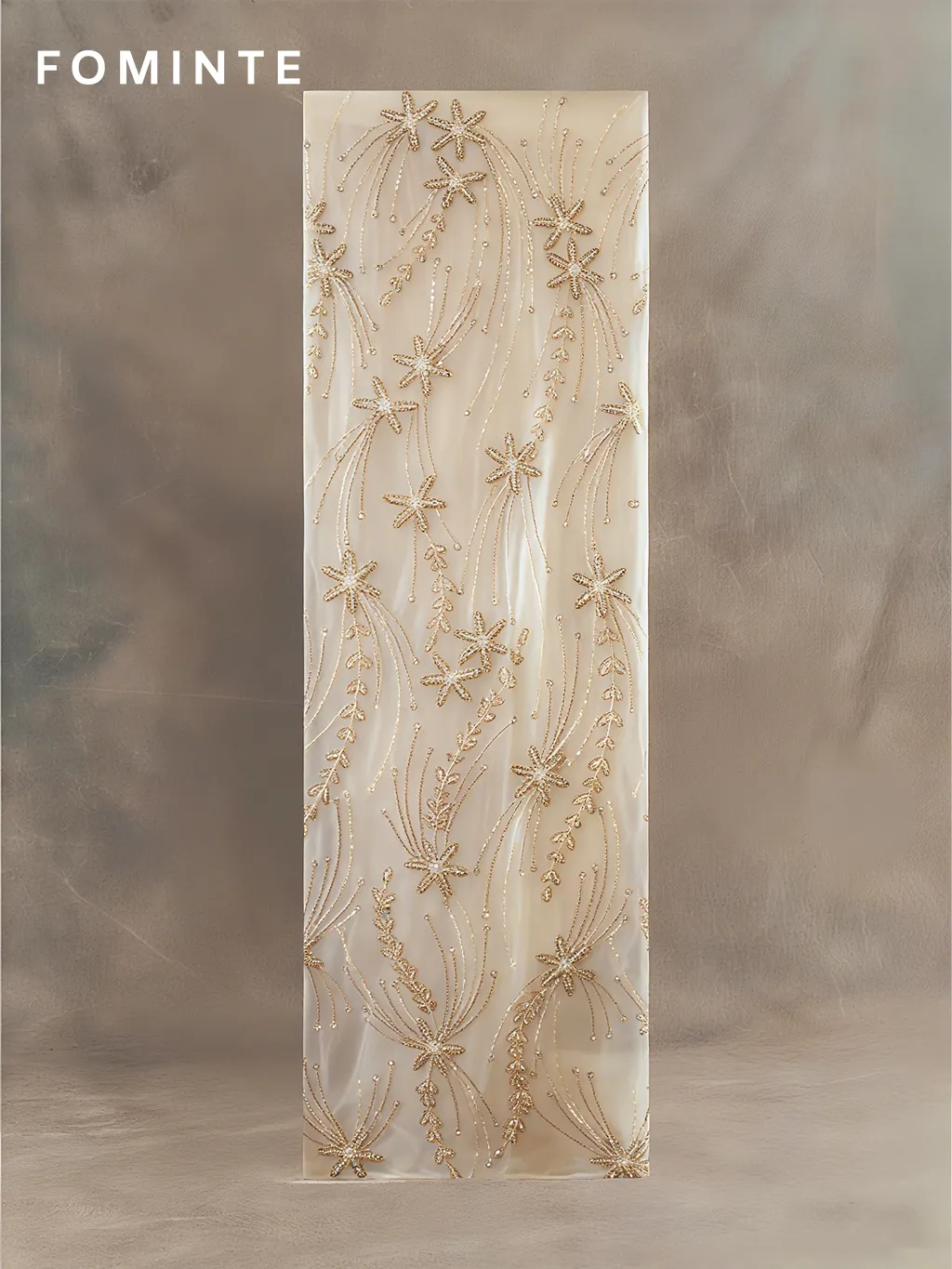 FT25-257: Celestial Starburst Beaded Fabric with Cascading Sequins for Gala Gowns wholesale