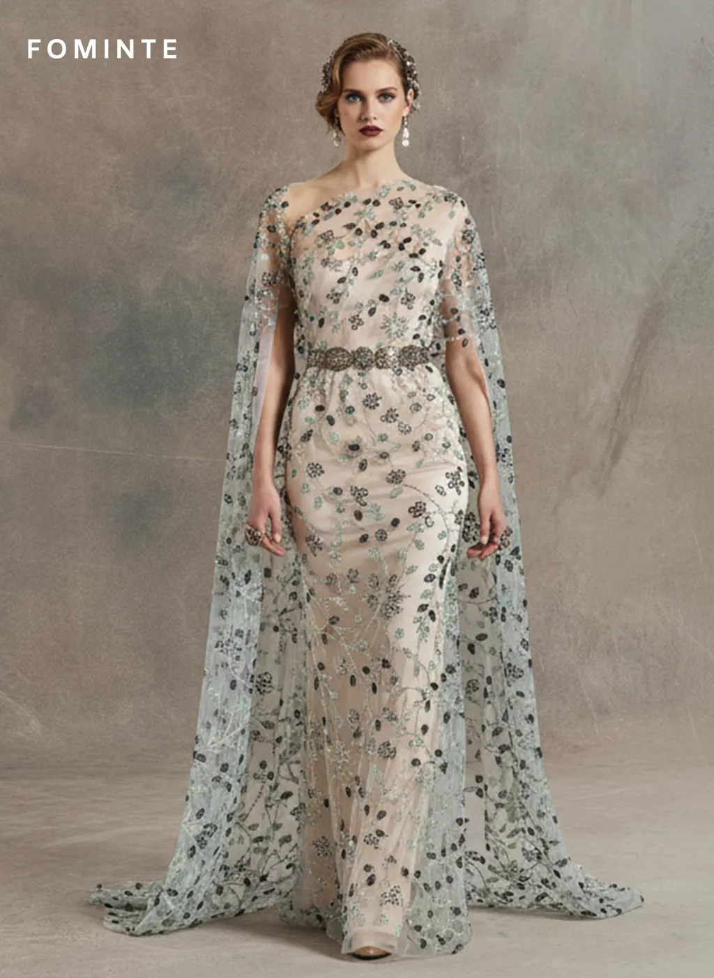 FT25-259: Ethereal Snowflake & Vine Beaded Lace for Winter Wedding Gowns wholesale